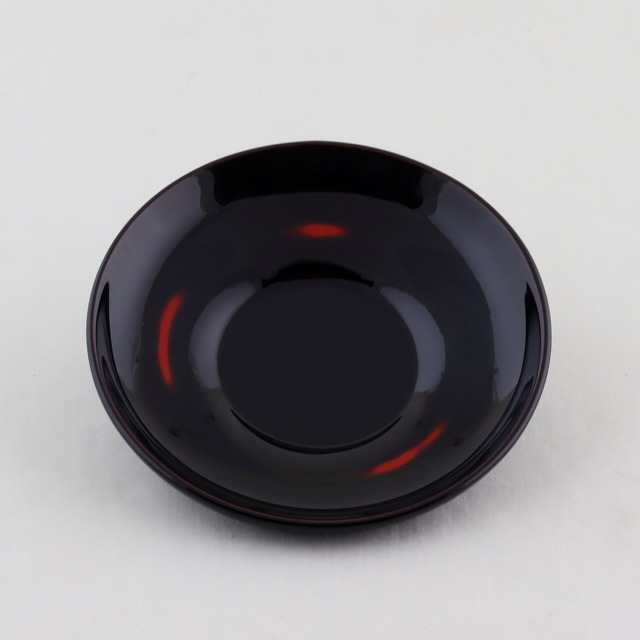 1609  輪島塗　茶托／4.2ダルマ形／黒塗／曙研ぎ出し／五枚組