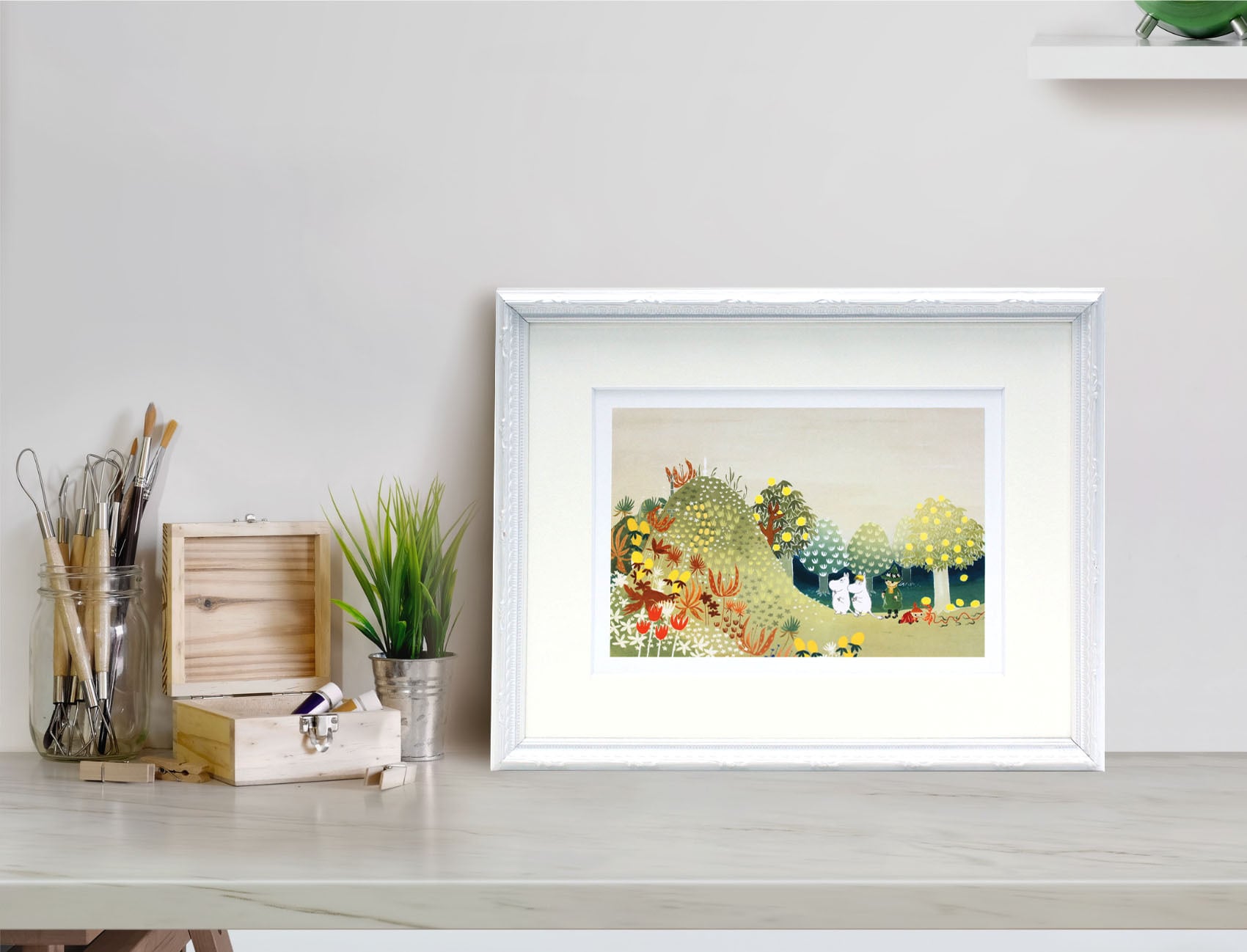 ムーミン 北欧 Postery 「ムーミン谷のジャングル」送料無料 フレーム 展示用フック付アートポスター 絵画 インテリア アート