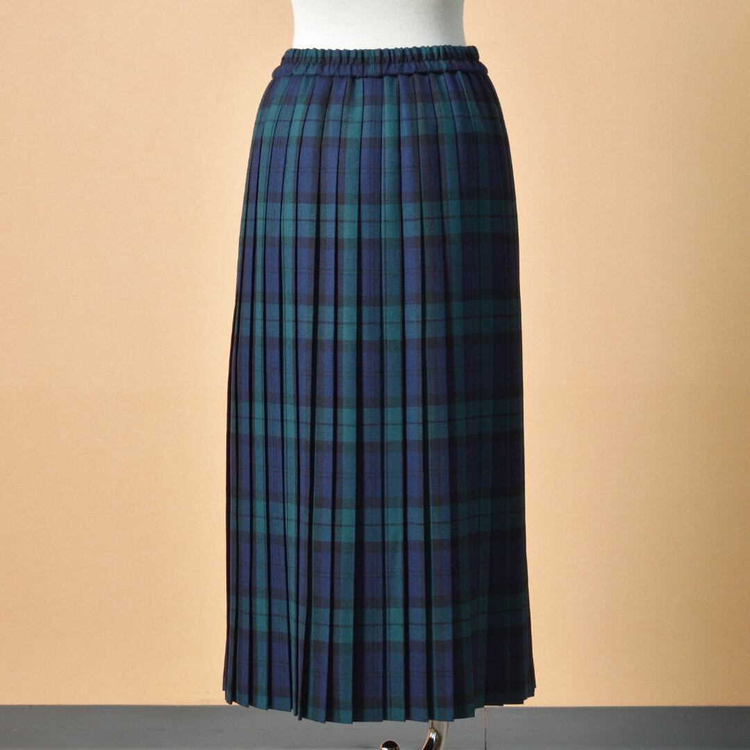 Sarahwear サラウエア ウーステッドタータンチェックプリーツスカート・ブラックウォッチ サラリとした肌触り。裏地付きです【送料無料】