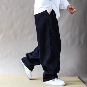 Wide silhouette denim pants 1247