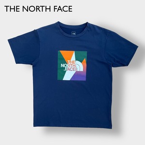 【THE NORTH FACE】ボックスロゴ プリント Tシャツ バッグロゴ ハーフドーム LARGE ネイビー アウトドア ノースフェイス 半袖 夏物 US古着