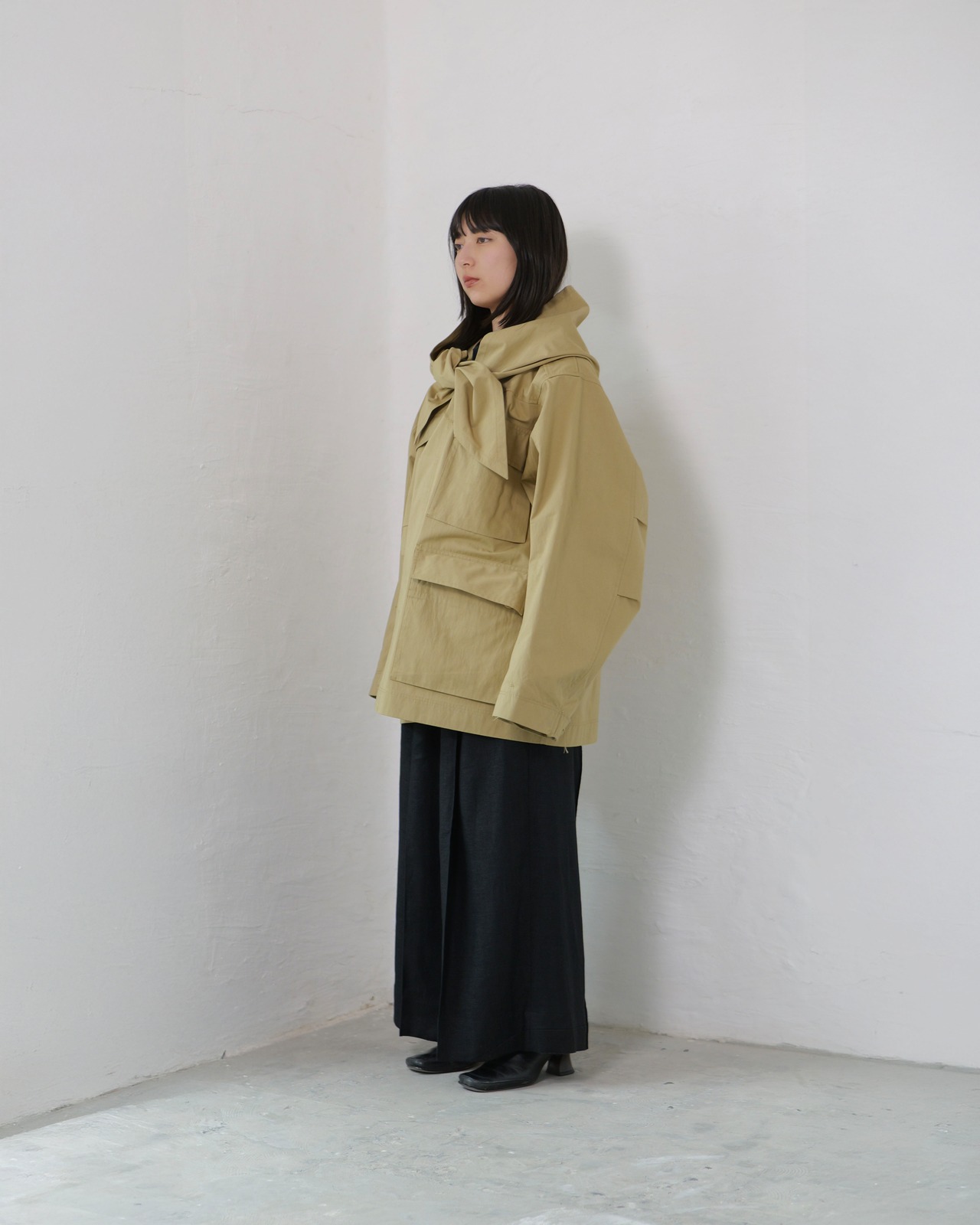 i’m here - Haoli Military Jacket :Beige |フードストールドッキング/2WAY/ウェザークロス 入荷予定:2026.01.17(各色 M 1点)