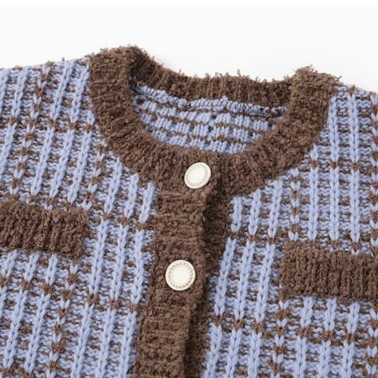 ETMON] Tweed Knit Cardigan, Light Blue 正規品 韓国 ブランド 韓国