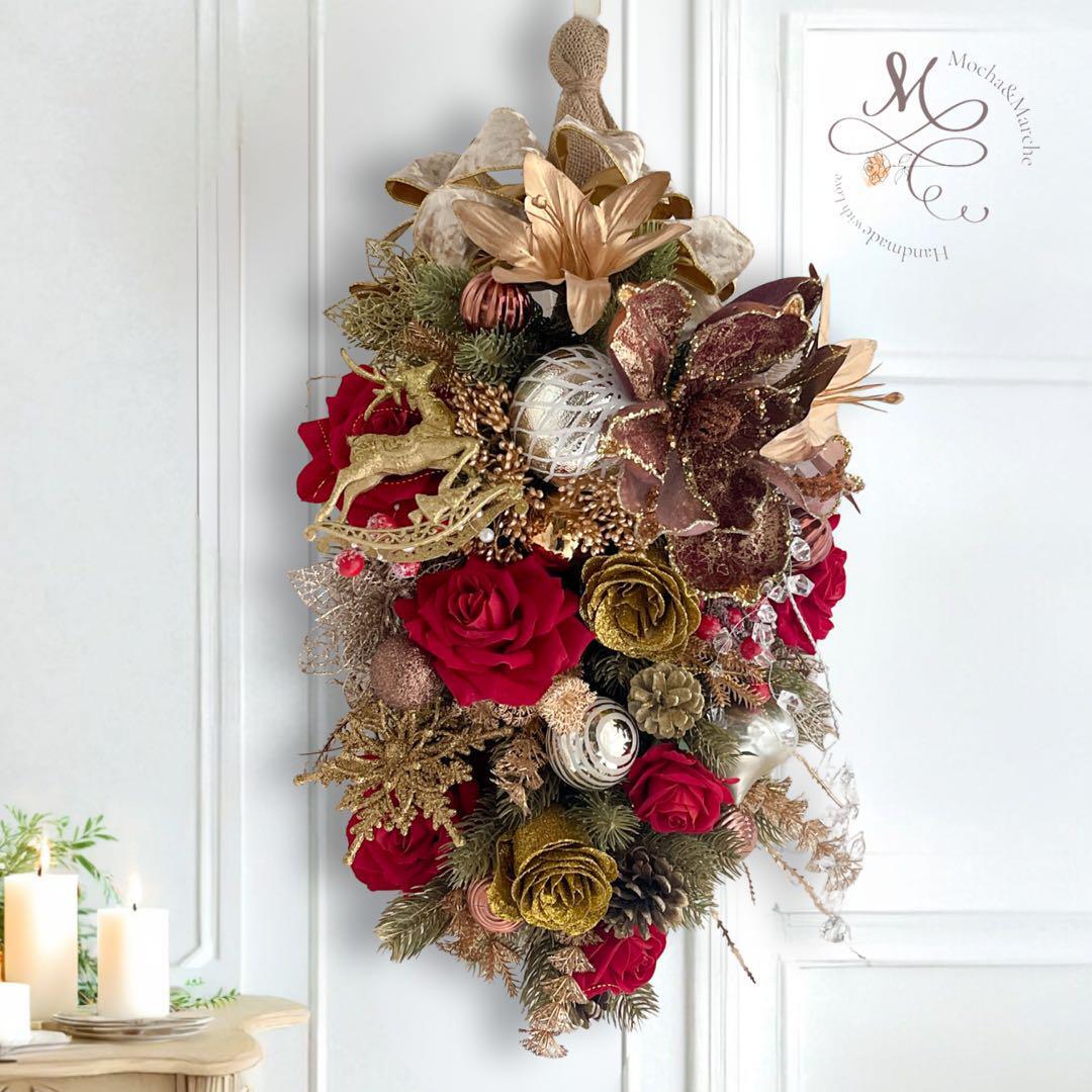 オレンジローズのキャスケードスワッグ／光触媒フラワーで届ける