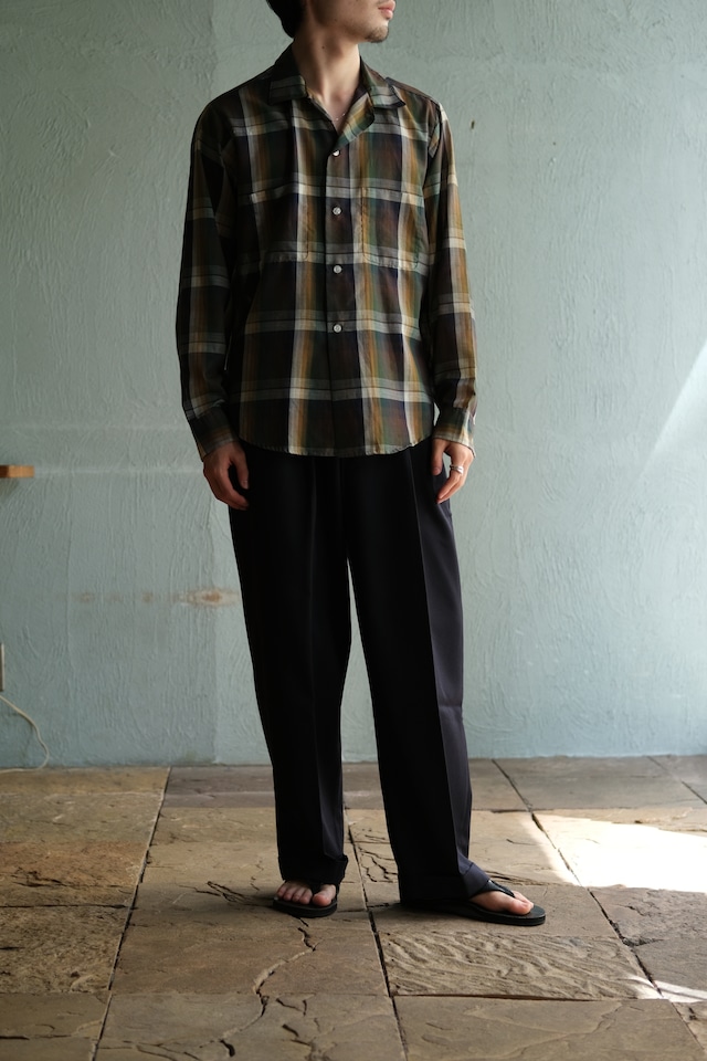 Utah/60-70's "UNKNOWN " cotton polyester open collar shirt