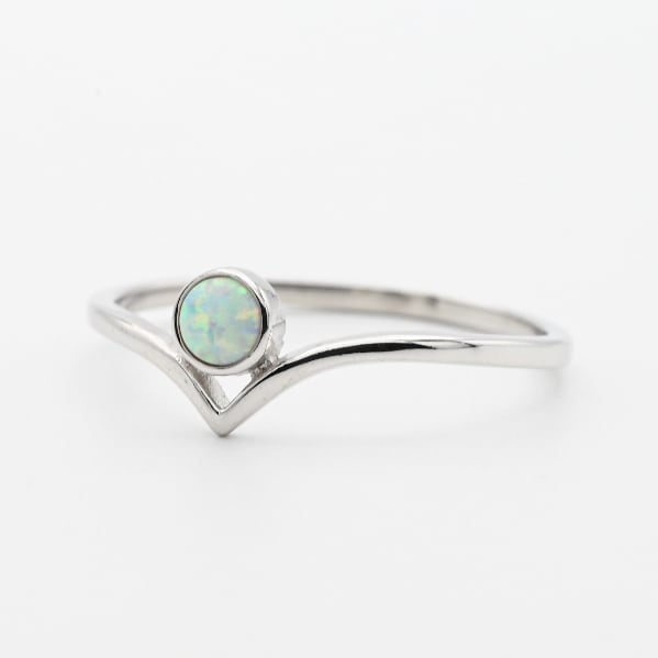 White Opal Accent Fancy Wishbone Style Ring #16.0 / Denmark