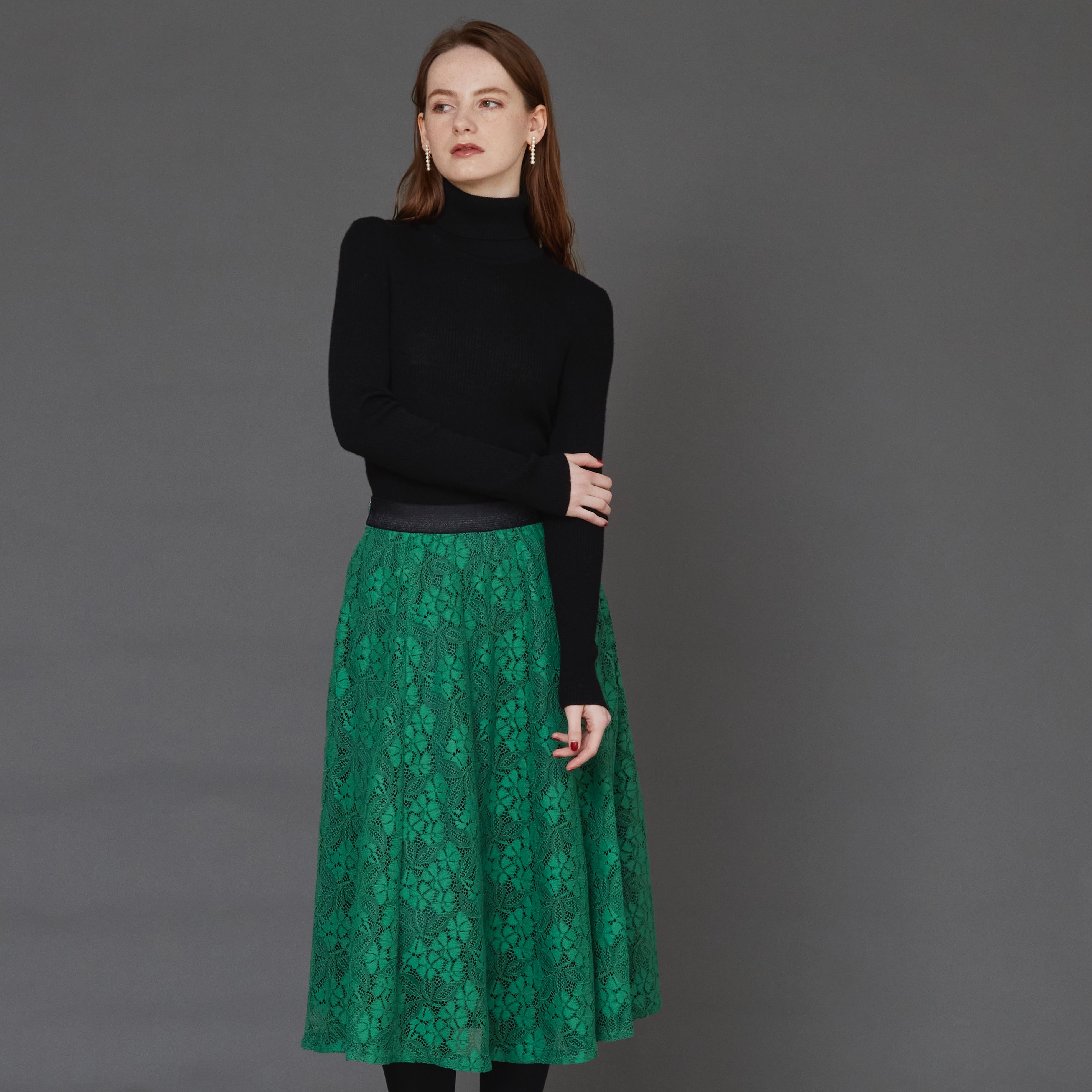 DiDi Guranjie コードレース マチ付きスカート（グリーン） | DiDi