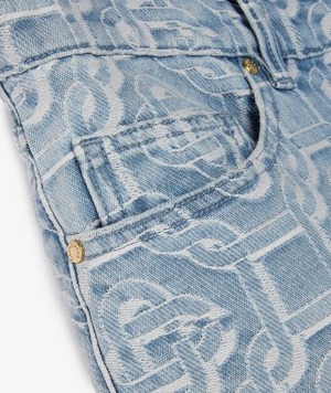 Casablanca Tennis Jacquard Logo Denim Shorts