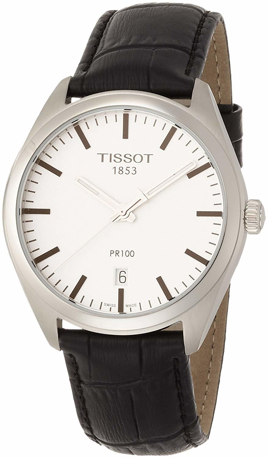 [ティソ] TISSOT 腕時計 PR100 0 クォーツ シルバー文字盤 レザー