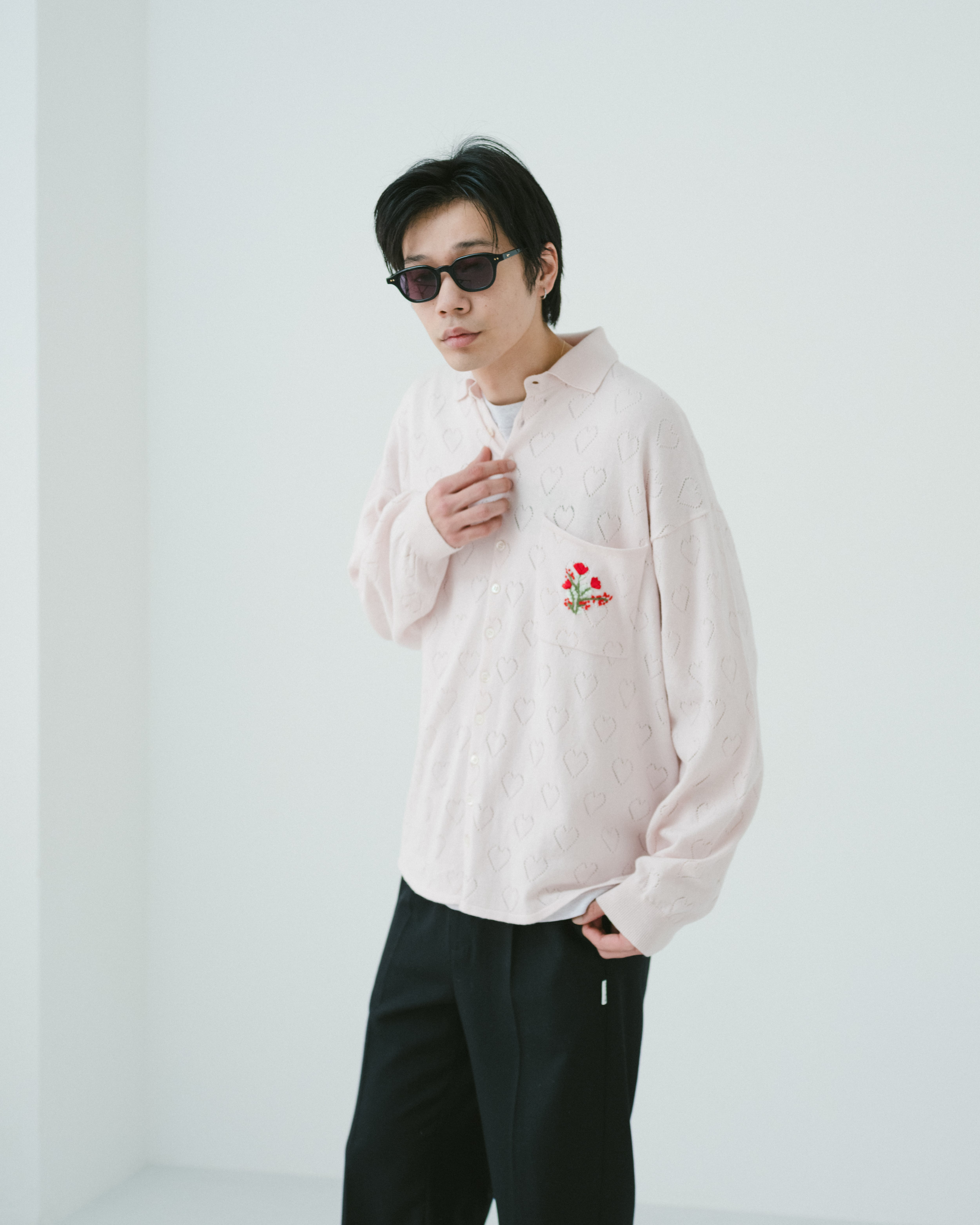 Flower embroidery knit shirt（PINK） | TTTMSW
