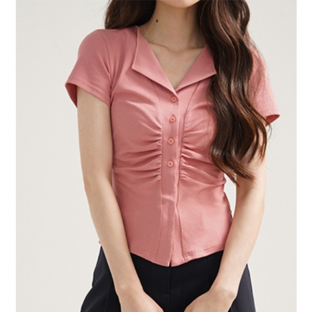 ボディコンシャスタンダウンシャツ 00024