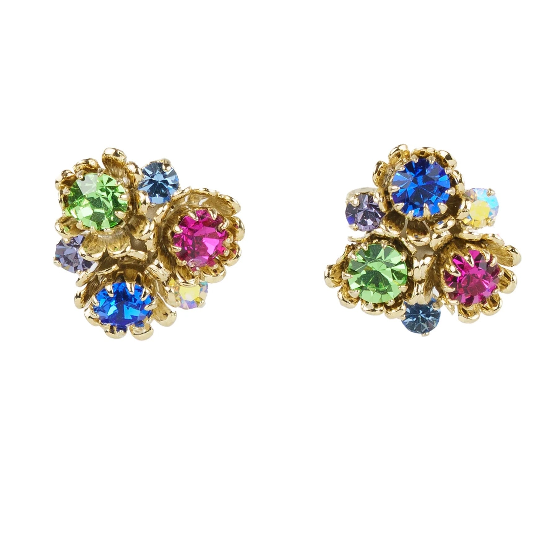 花とクリスタルのピアス 1721