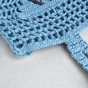 プラダ クロシェ トートバッグ ブルー ラフィア ブラック ロゴ