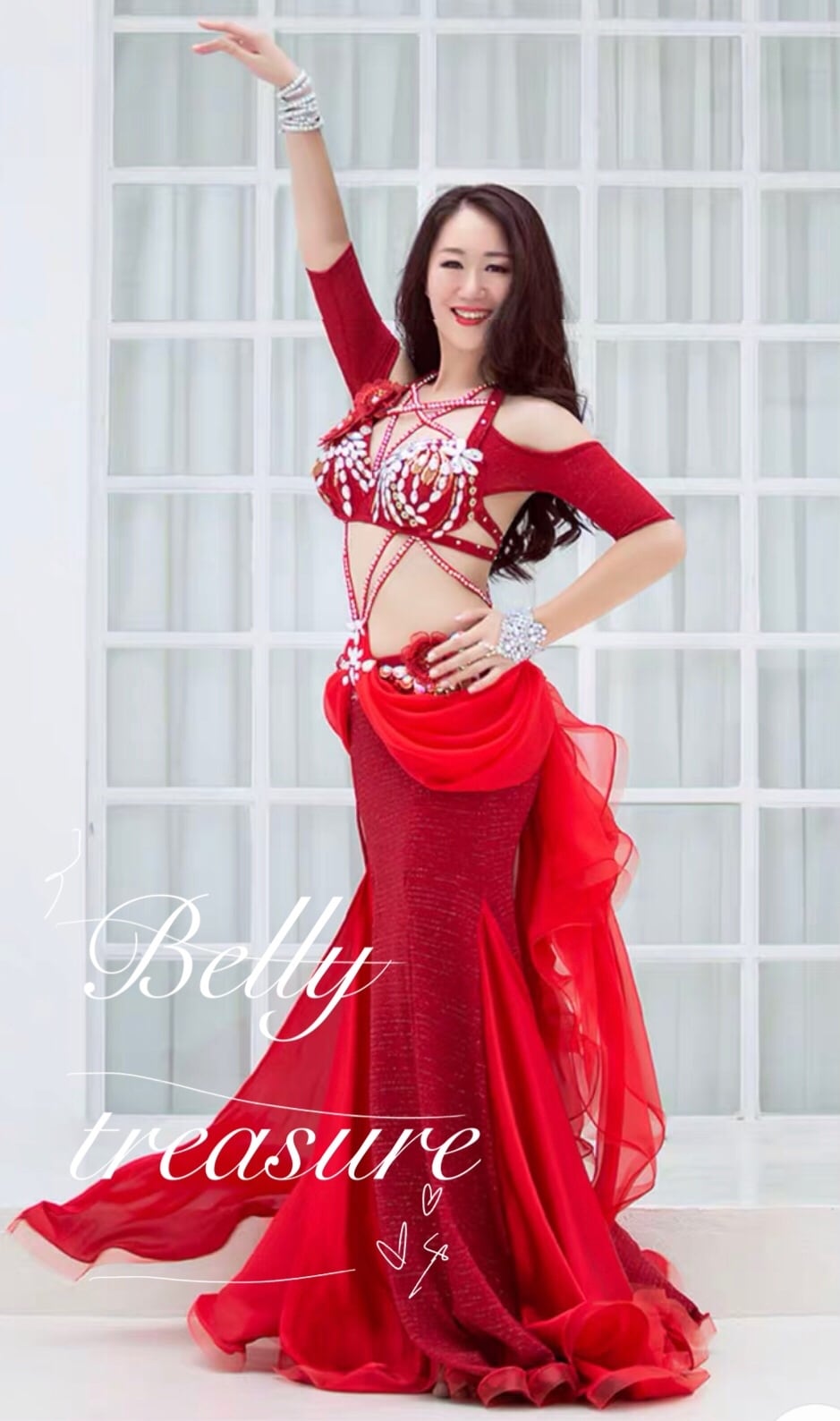 ベリーダンス舞台衣装 WZY3028レッド | Belly Treasure®︎