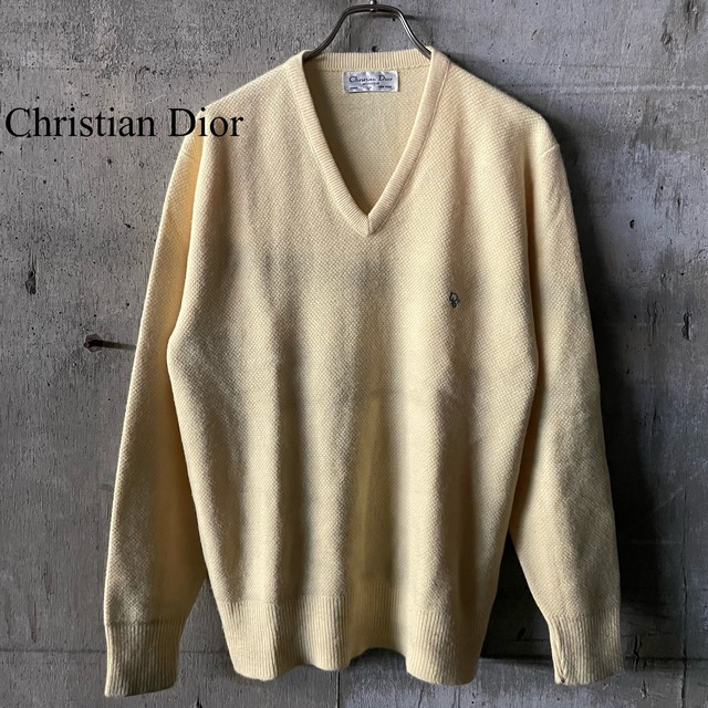 〖Christian Dior〗logo embroidery acrylic knit/クリスチャンディオール ロゴ刺繍 アクリル ニット/lsize/#1130