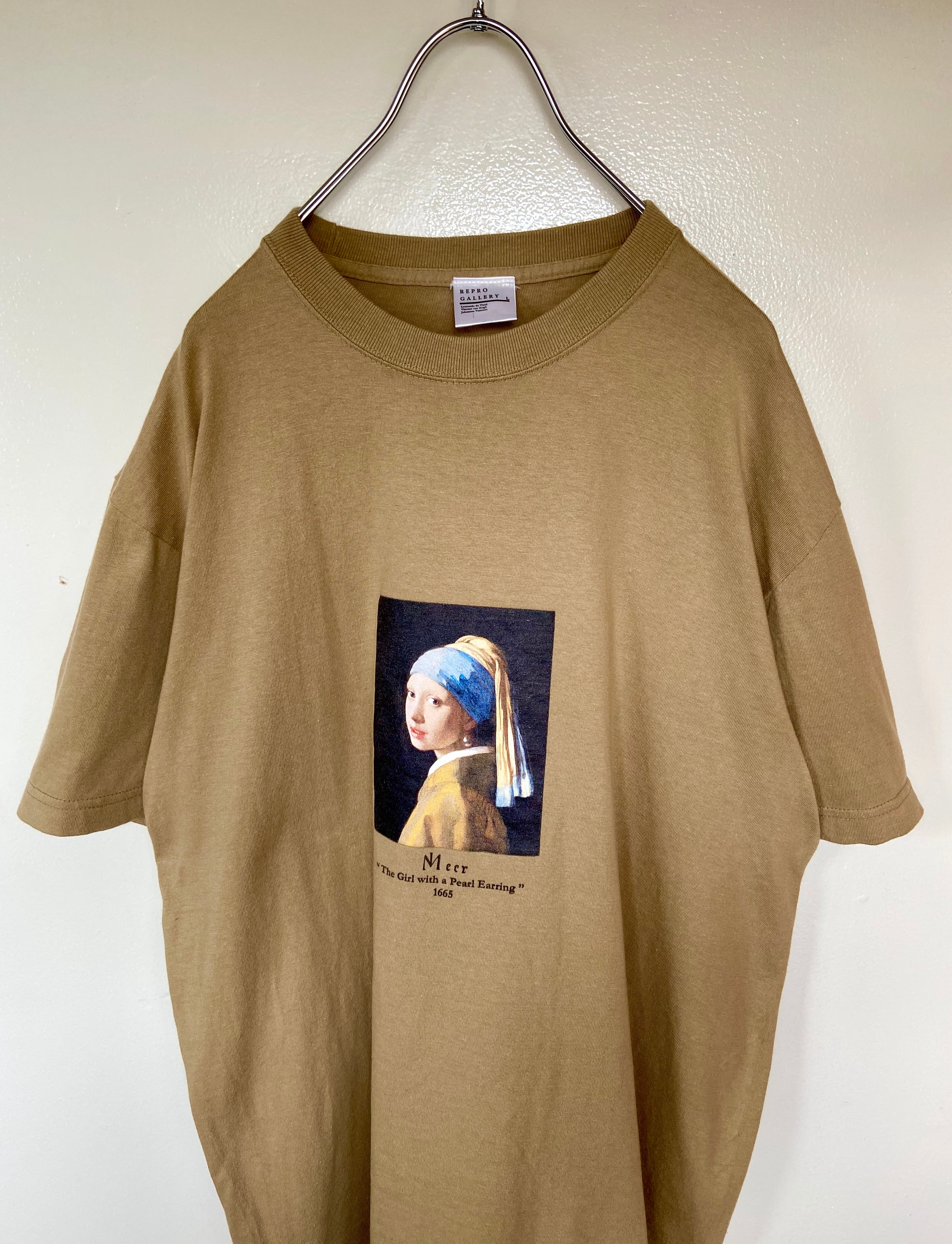 古着 フェルメール『真珠の耳飾りの少女』Tee  半袖 アートTシャツ ベージュ