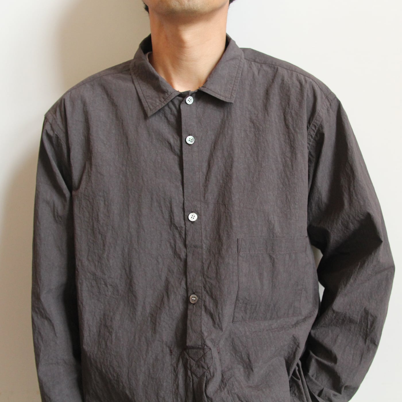 ENDS and MEANS/エンズアンドミーンズ Nizza L/S Shirts (Charcoal