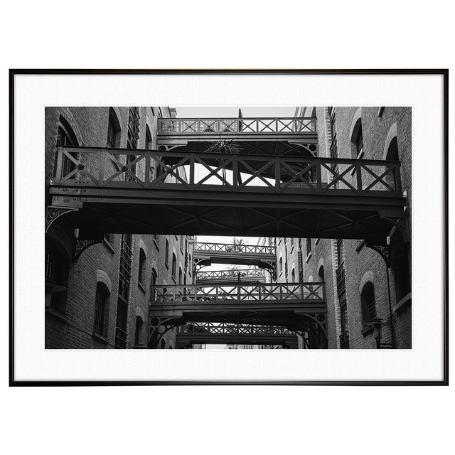 イギリス写真  ロンドン シャッド・テムズ インテリア モノクロアートポスター額装 AS1876