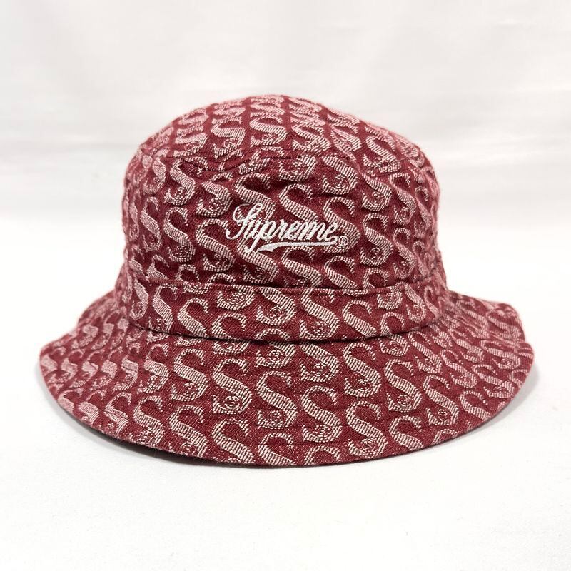 美品 【21FW】 Supreme シュプリーム Monogram Denim Crusher Hat モノグラム デニム クラッシャーハット  ジャガード バケットハット