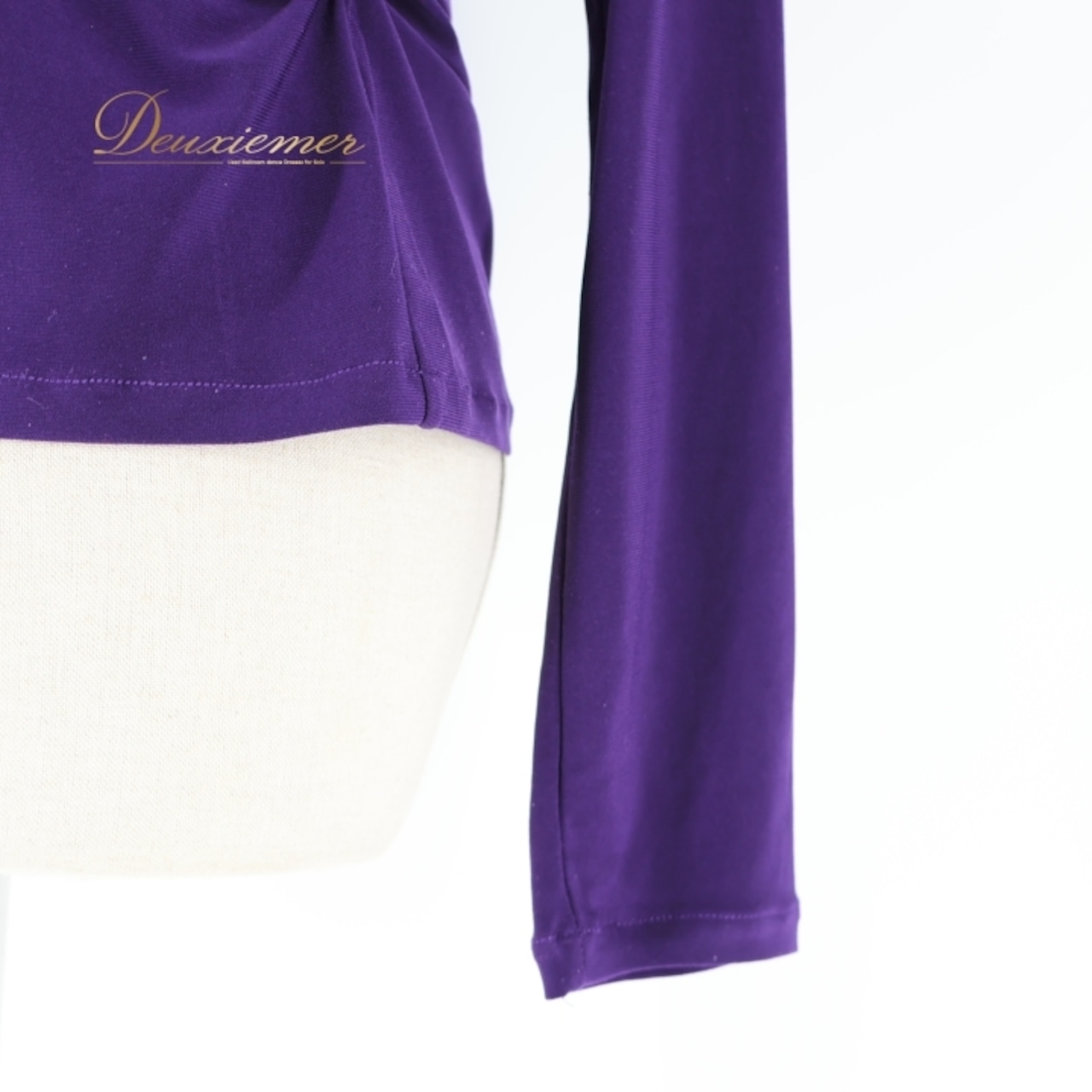 社交ダンス 衣装 トップス パープル系 ジャンティ gentil ブラウス 紫 無地 シンプル 長袖 レッスン 練習 鮮やか 日本製 ストレッチ 伸縮 絞り 柔らかい生地 上品 かわいい ダンス衣装