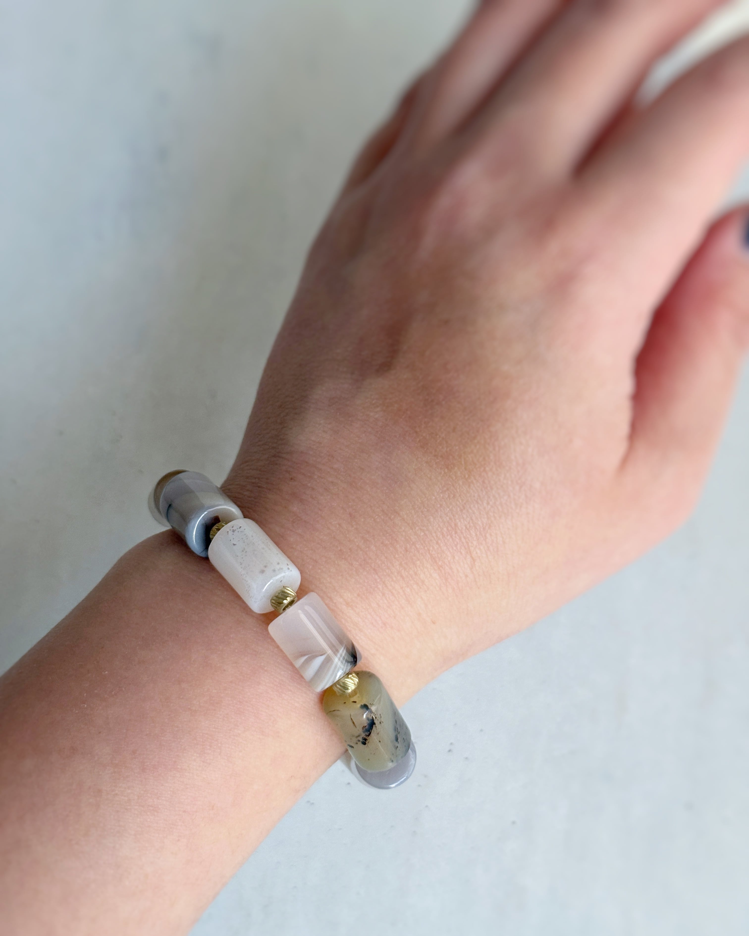 bicolor bracelet(モンタナアゲート×真鍮)