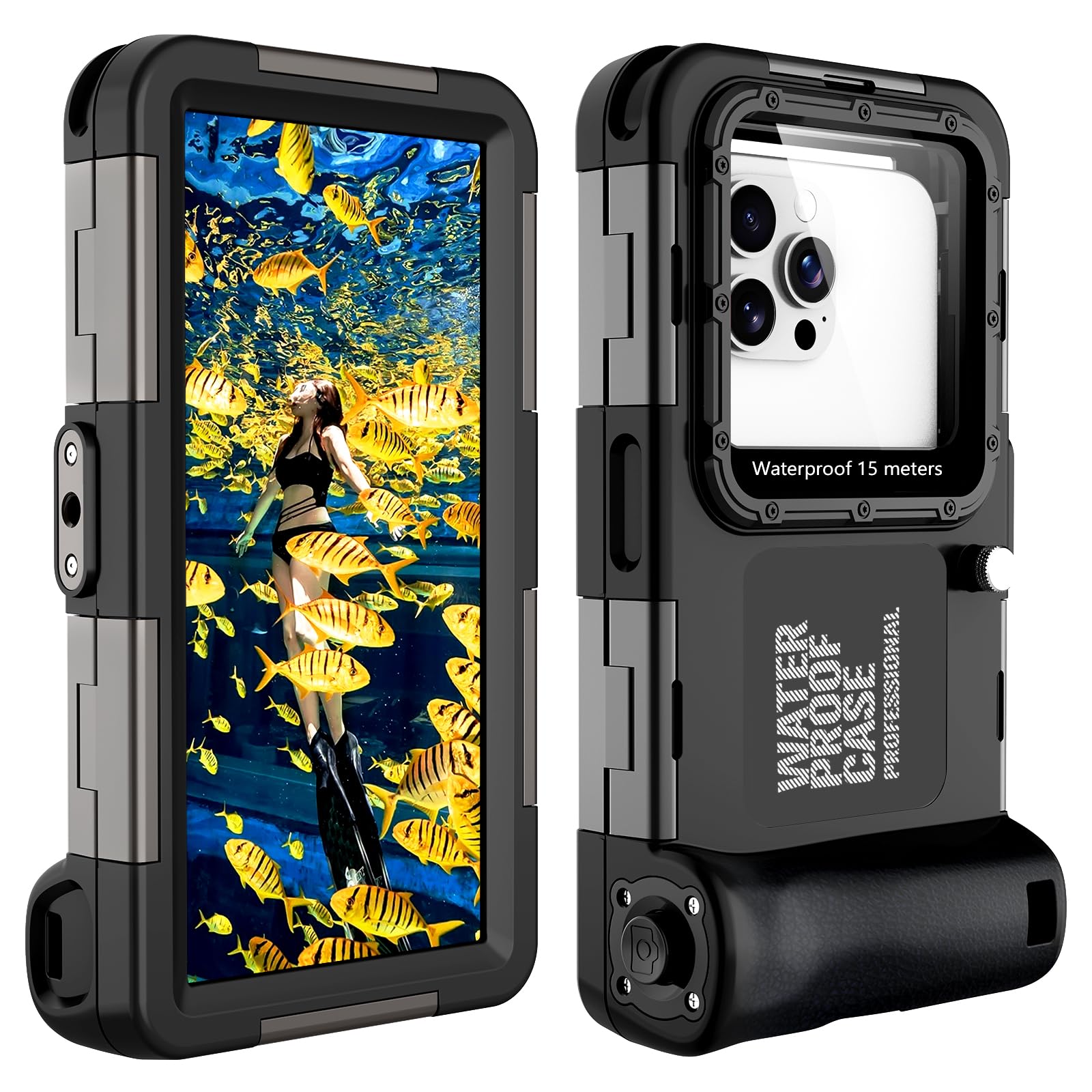 【努力特価】【2025新登場】潜水用ケース iphone 水中撮影 ケース 防水 iphoneスマホ用 水中撮影 写真 IP68標準防水レベル 水深さ15mで潜水 水泳 ポーチ お風呂 海水浴 夏フェス 温泉 お釣り ストラップ付き L款 iphone専用(ブラック)