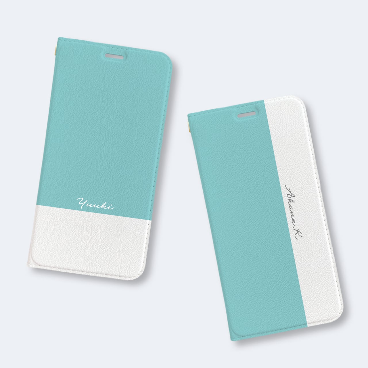 バイカラー ティファニーブルー風 iPhoneケース 手帳型ケース | LUCK OUT