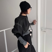 NYLON stitch cropped PO/black