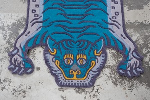 Tibetan Tiger Rug 《Sサイズ•ウール・オリジナル3・ミスティックターコイズ469》チベタンタイガーラグ