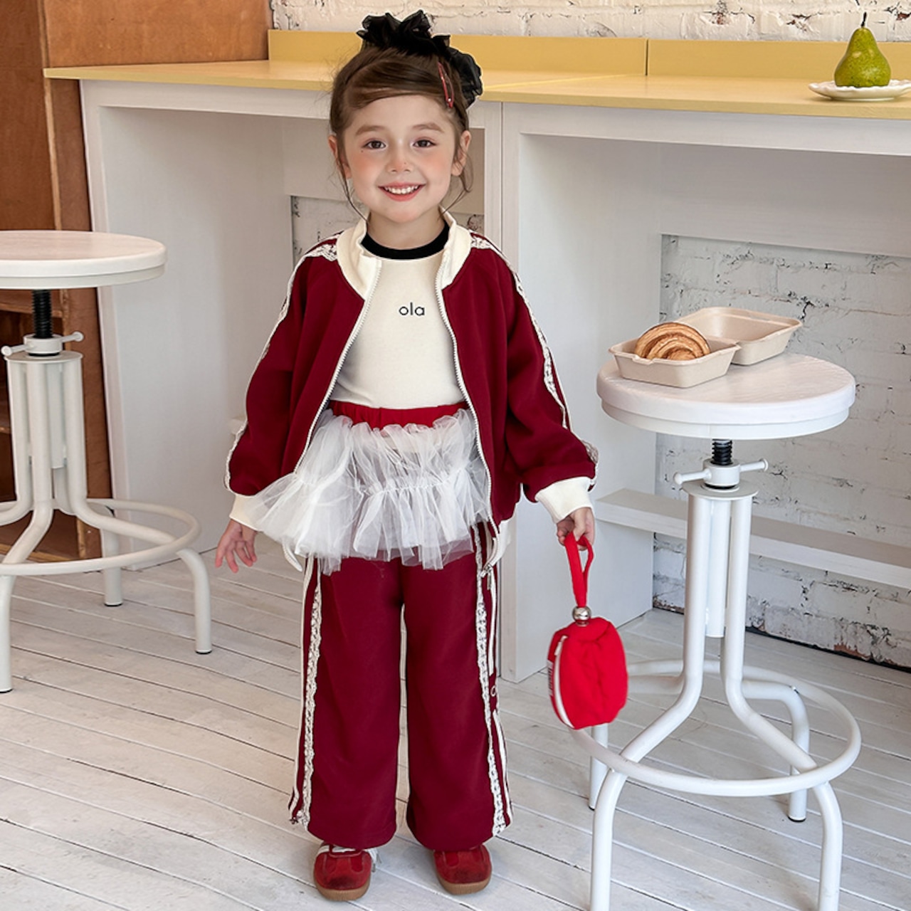 秋サイドレースジャケットパンツセット