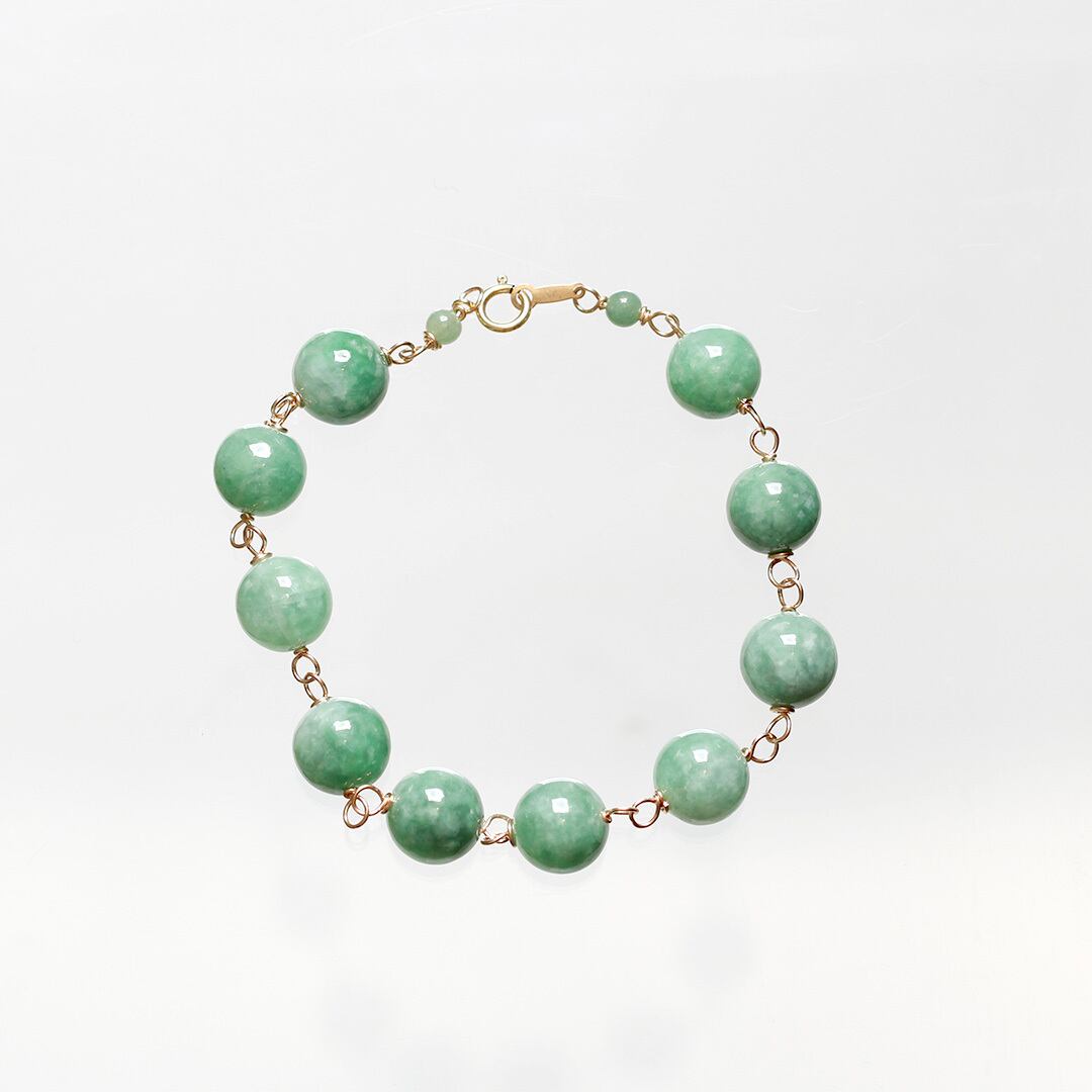 艶やかな緑 large gem 眼鏡留めブレスレット A貨翡翠 jd_br1096