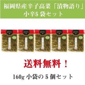 送料無料！イヌイの福岡県産辛子高菜「漬物語り」小辛5袋セット　160g×5袋セット