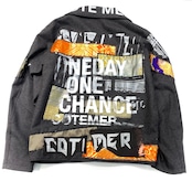 【rd13】最高級ギャバウール 着物リメイクライダースジャケットkimono REMAKE WOOL RIDERS JACKET GRAY