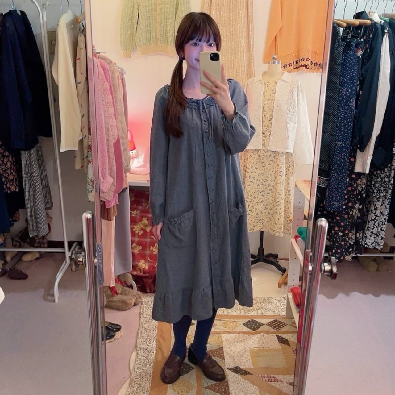 PINKHOUSE / cotton frill gather one-piece