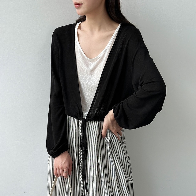 front tie cardigan & sleeveless top set 14630