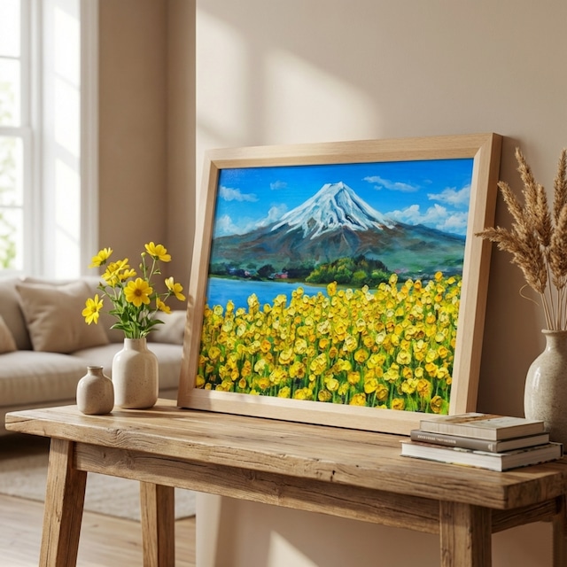 油絵 絵画 富士山【春の息吹と、悠久の富士】油彩画 原画 風景 癒やし 油絵 絵画 富士山【春の息吹と、悠久の富士】油彩画 原画 風景 癒やし