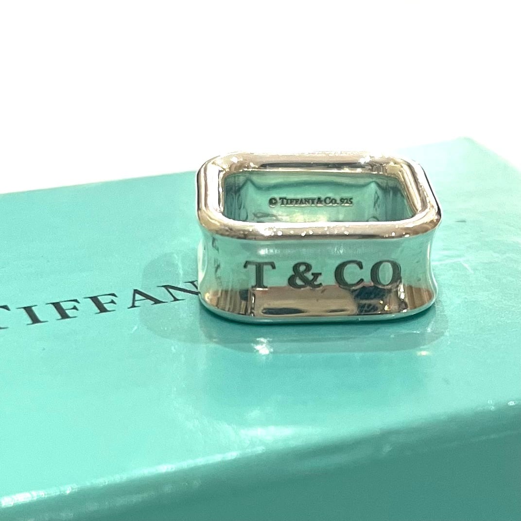 TIFFANY&CO.】2124 希少1837スクエアリング／7-8号／シルバー925／立体
