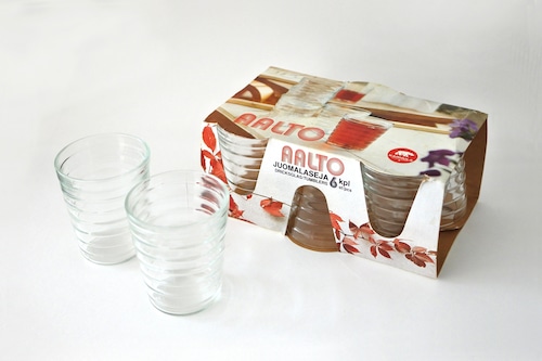 vintage KARHULA Pakkauslasitehdas AINO tumbler 6p with box  / ヴィンテージ KARHULA包装ガラス タンブラー 箱入り6個セット