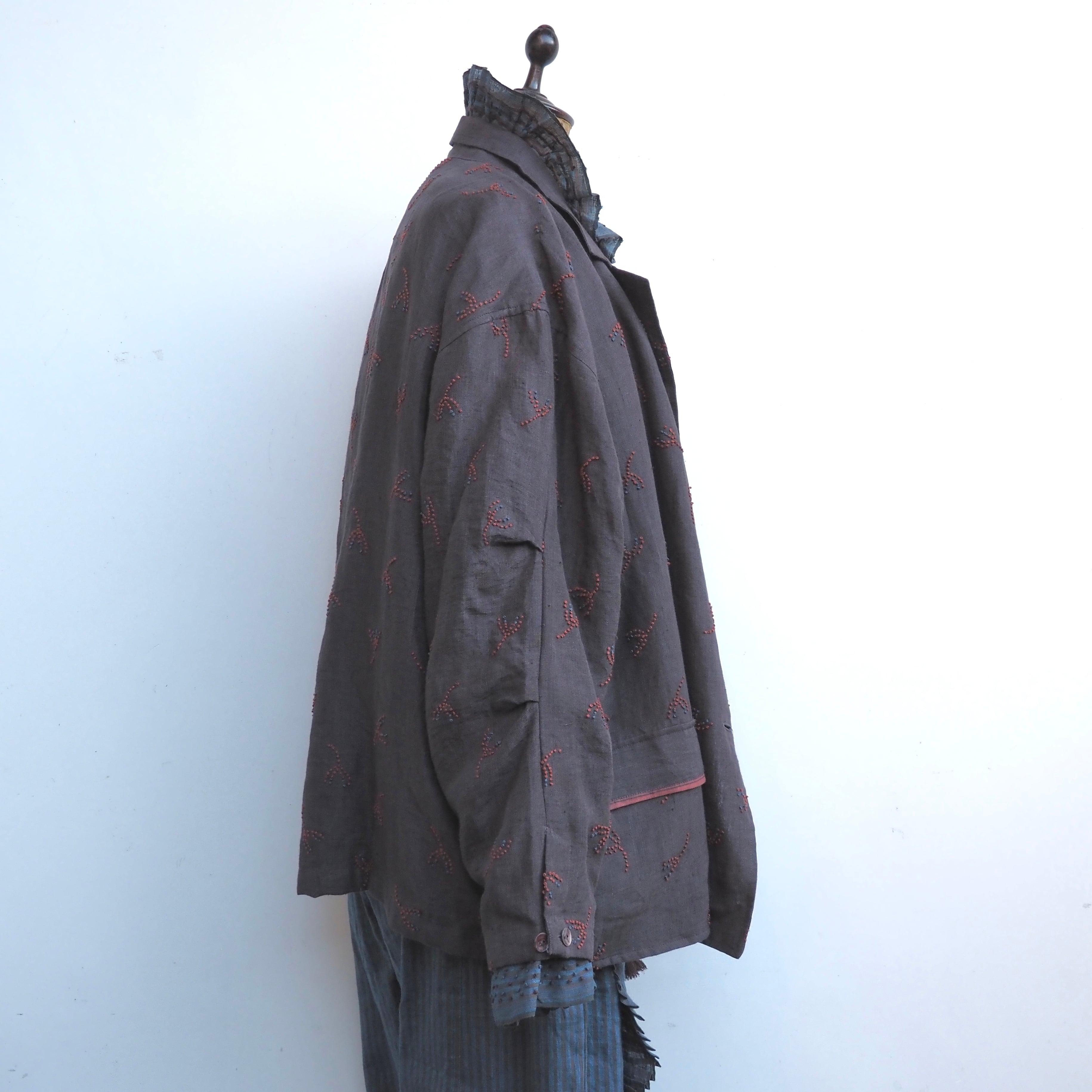 BUNON/Linen Over Jacket /オーバージャケット(black・ecru)