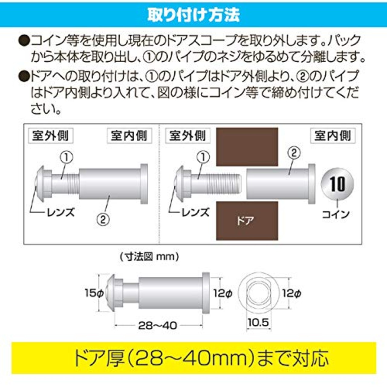 ノムラテック(Nomuratec) 取替用 ドアスコープ 一般用 日本製 N-1032