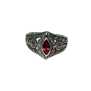vintage silver paste & marcasite ring