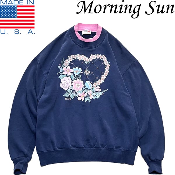 1点物◇USA製ビンテージ90s襟二重プリントスウェット古着メンズL/XL