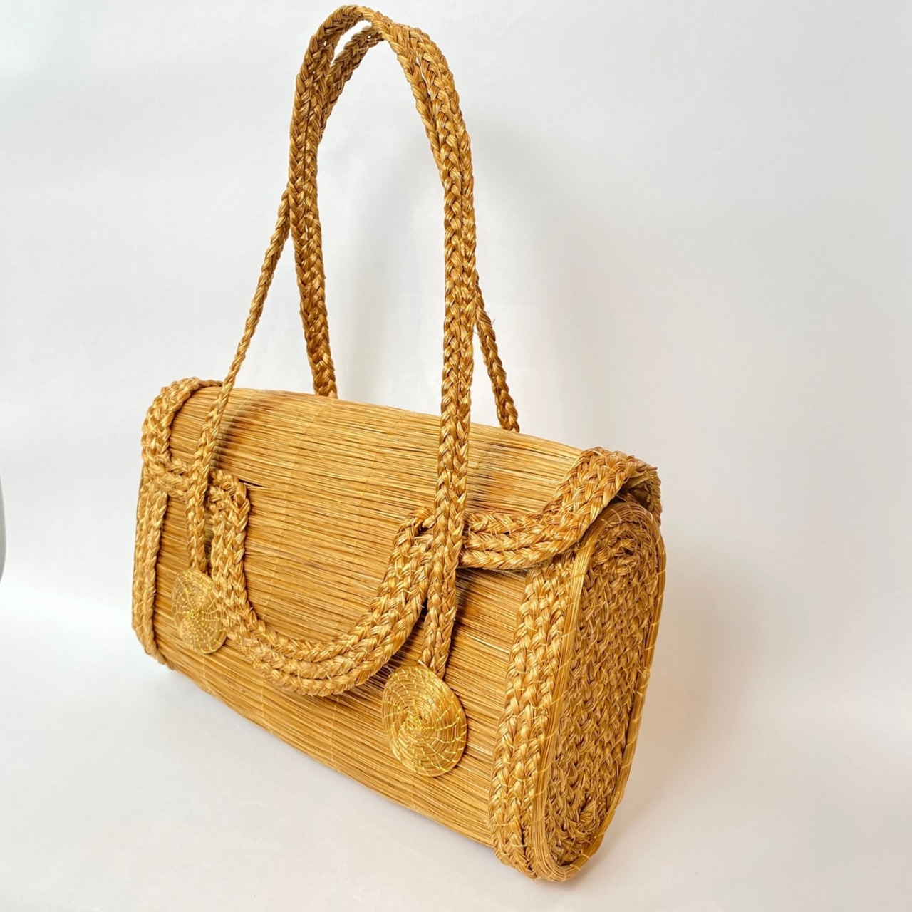 【ビオジュエリー】 黄金の草 カッピンドウラード パーティーバッグ クラッチハンドル