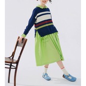 マルチボーダーサイドスリットニットプルオーバー i0205