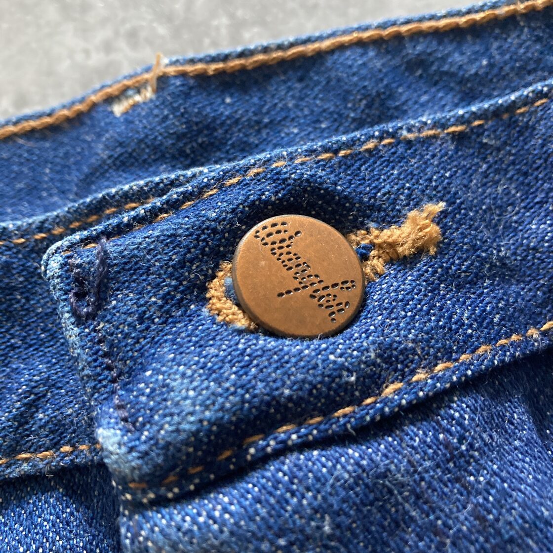 W35 L34】Wrangler ラングラー USA製 ジッパーフライ 濃紺 デニム 