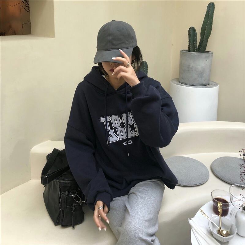 グレーフードスウェット スプリングオータムルーズスタイルトップス 春物 秋物 試着室81369056283