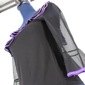 【美品 社交ダンス衣装】トップス 黒 紫 ブラック パープル ラインストーン バイカラー 透け感 レース かわいい 可愛い 華やか