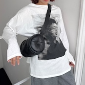 ボートネックモノクロフォトロンTee/ホワイト