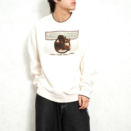 USA VINTAGE Croft&barrow MOOSE EMBROIDERY DESIGN SWEAT SHIRT/アメリカ古着ヘラジカ刺繍デザインスウェット