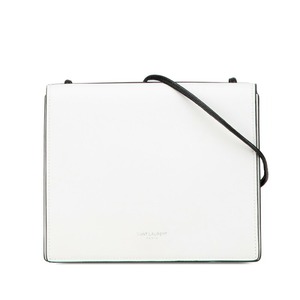 サンローラン 斜め掛け ミニ ショルダーバッグ ブラック ホワイト レザー レディース SAINT LAURENT 【中古】